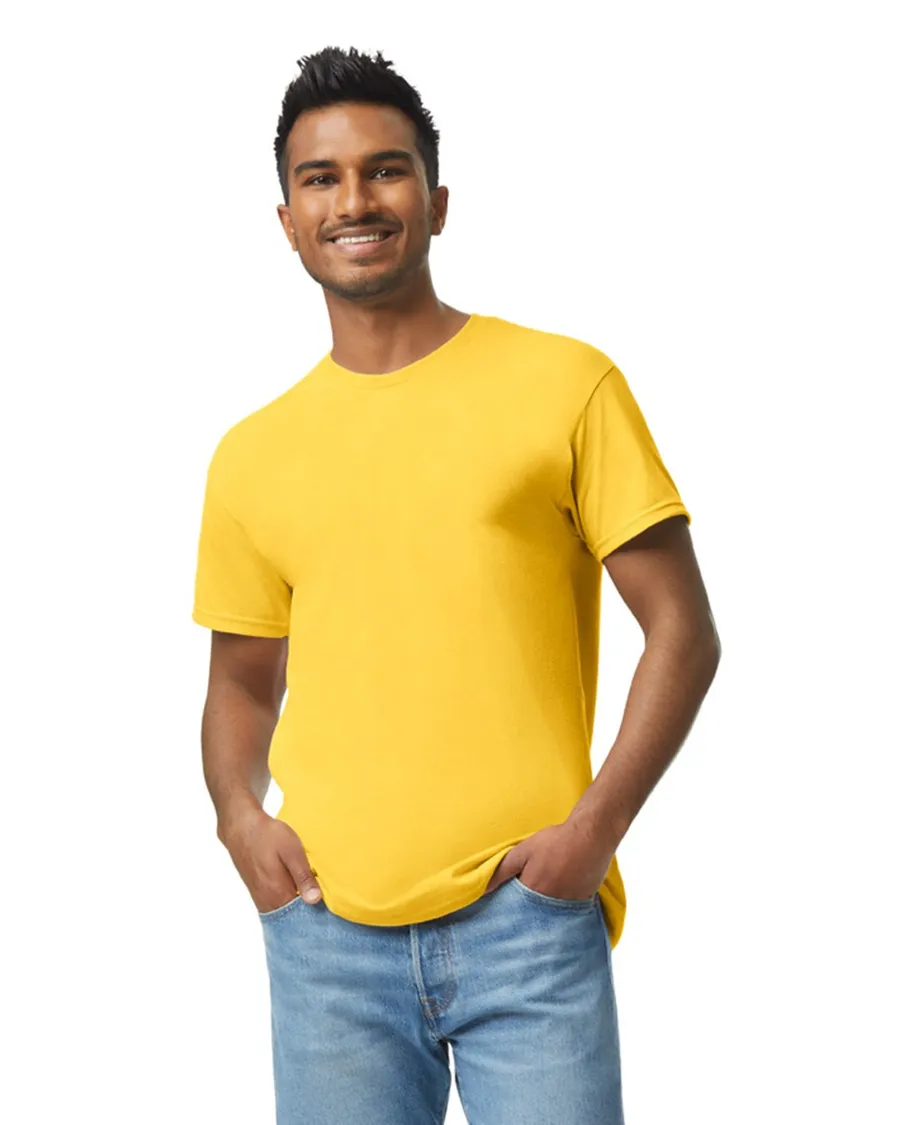 Polera Gildan 5000 Hombre MC 100% Algodón. Amarillo