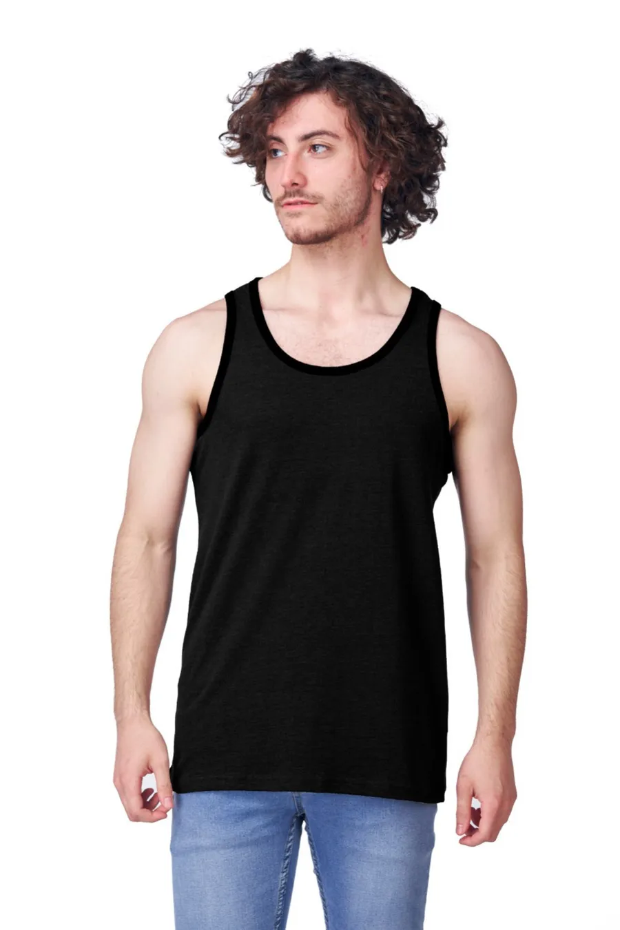 Polera Tank Top Hombre Cottonext 100% Algodón Soft 180 Grs Negro