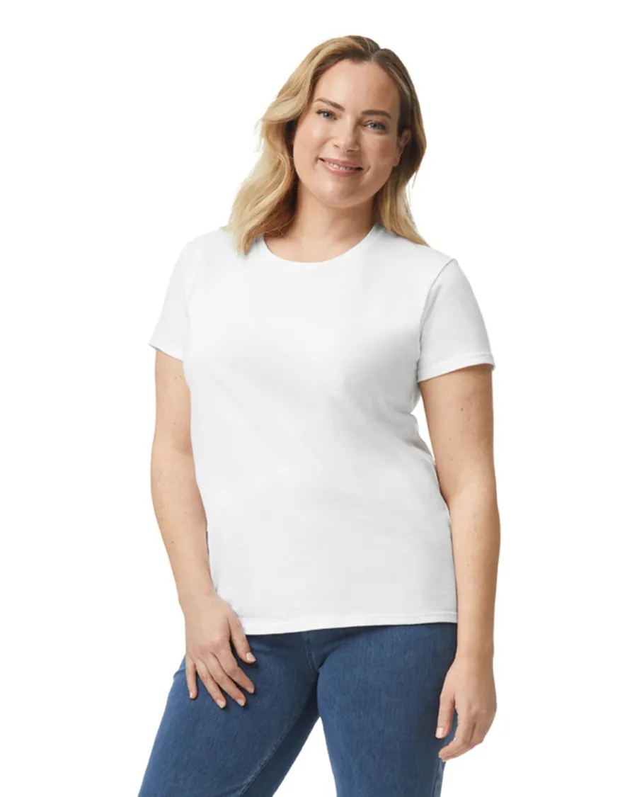 Polera Gildan 5000L Mujer MC 100% Algodón. Blanco