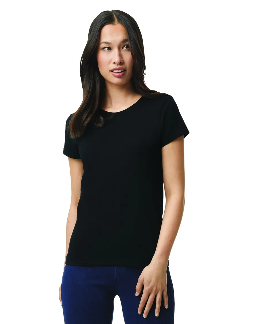 Polera Gildan 5000L Mujer MC 100% Algodón. Negro