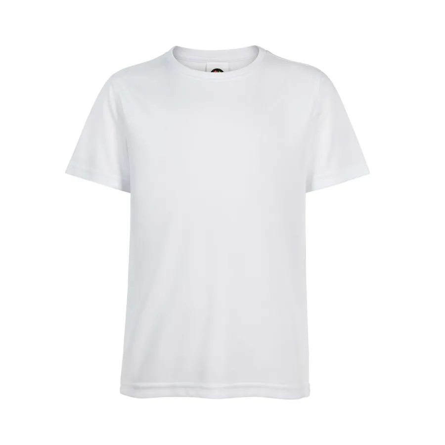 Polera MC Niño Dry Fit Cottonext 100% Poliéster 145 Grs Blanco