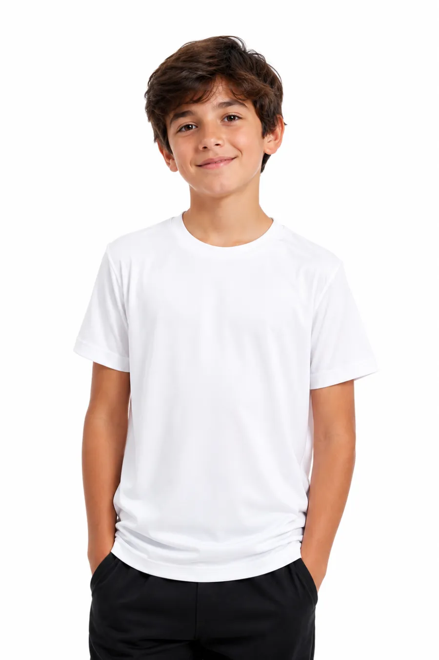 Polera MC Niño Cottonext 100% Poliéster 170 Grs Blanco