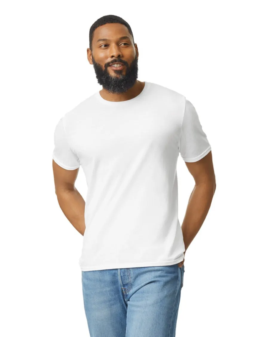 Polera Gildan 64000 Hombre MC 100% Algodón. Blanco