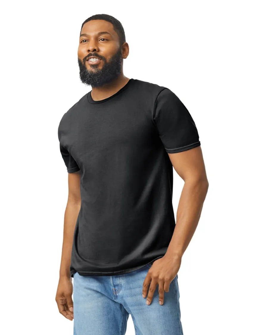 Polera Gildan 64000 Hombre MC 100% Algodón. Negro