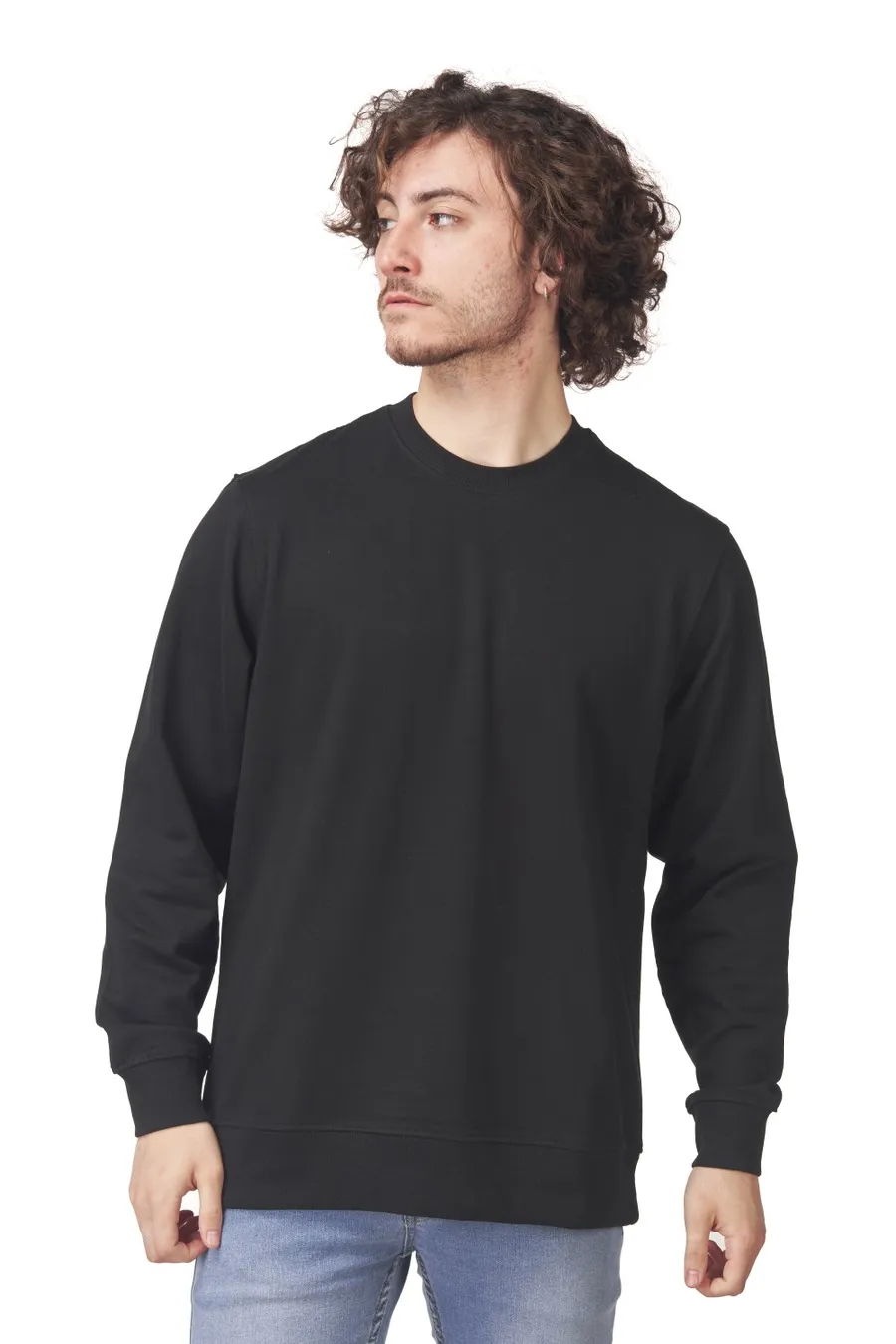 Poleron Cottonext NEW Crew Adulto 80% Algodón / 20% Poliéster Negro
