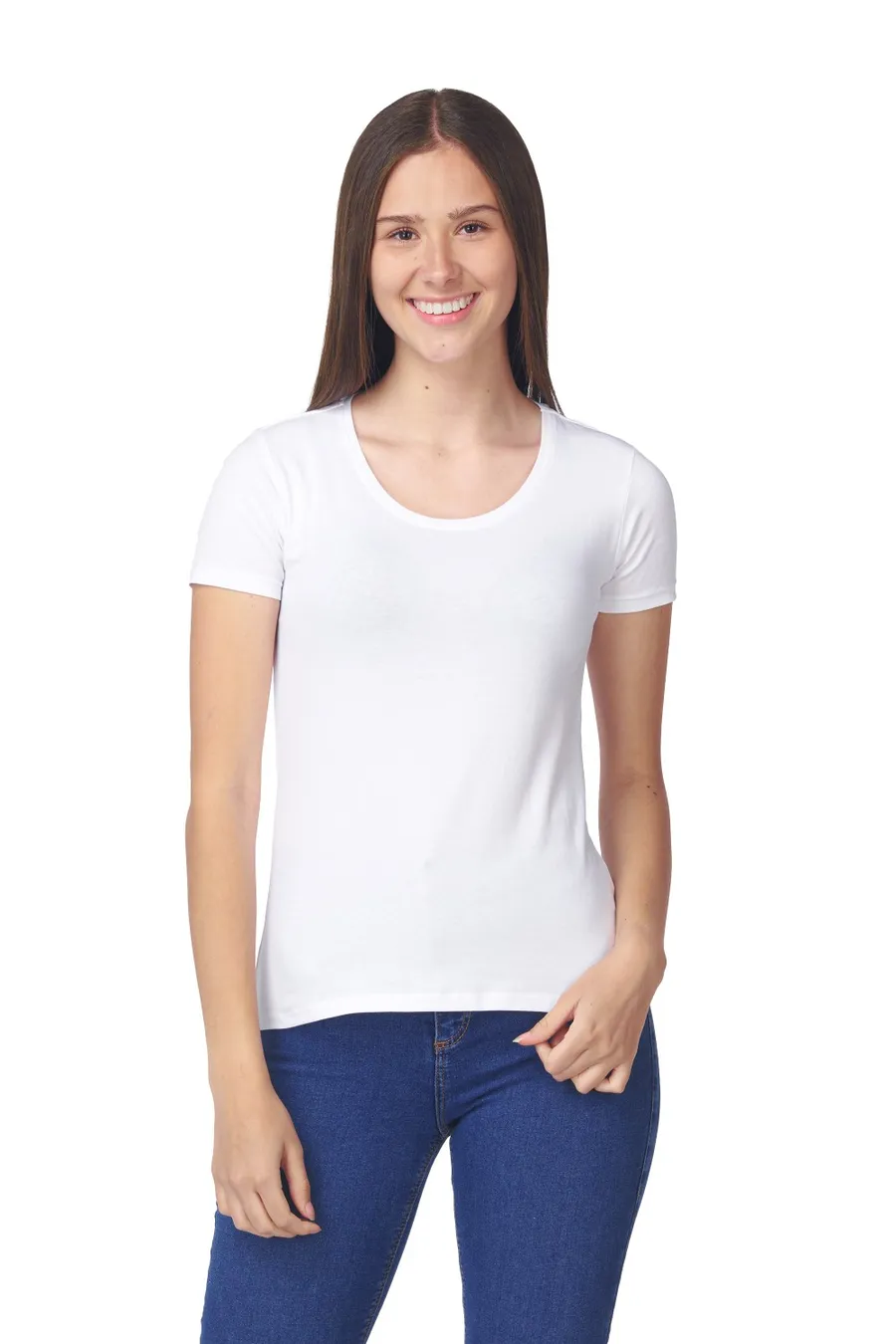 Polera MC Lycra Mujer Cottonext 95% Algodón y 5% Lycra 160 Grs Blanco