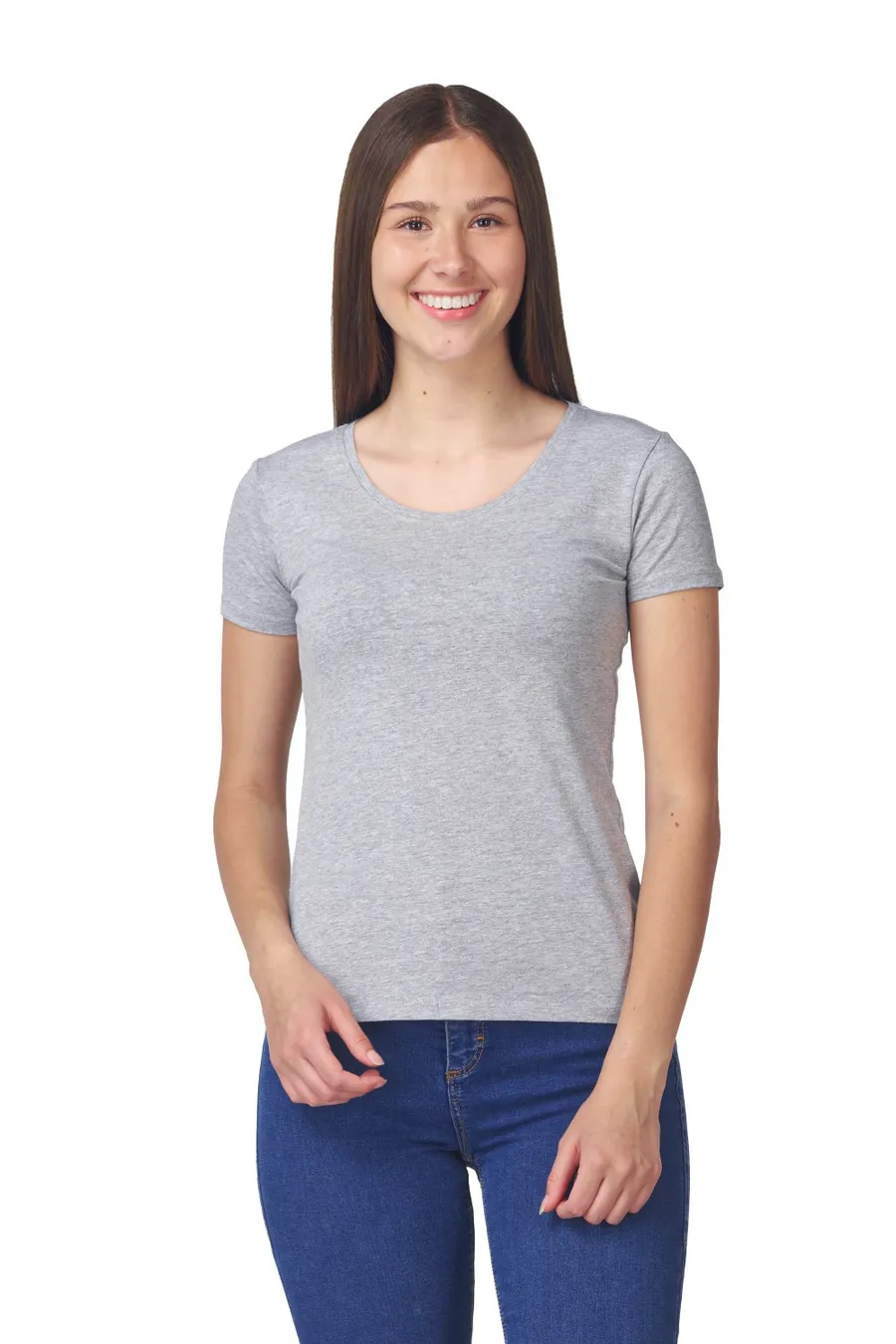 Polera MC Lycra Mujer Cottonext 95% Algodón y 5% Lycra 160 Grs Gris Melange