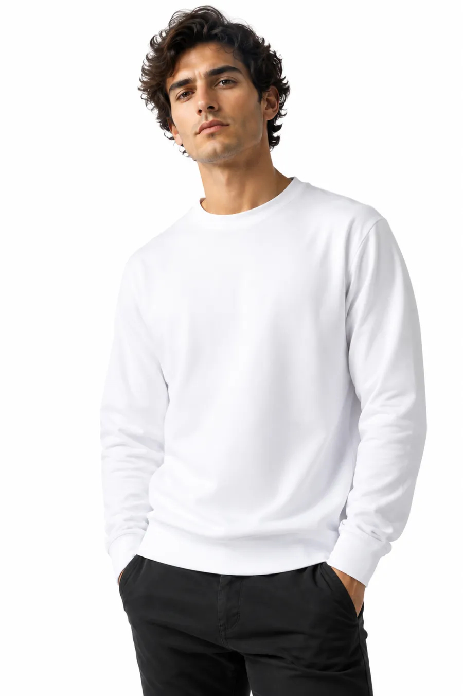 Poleron Crew Blanco Cottonext 100% Poliéster 250 Gr/m2 Blanco