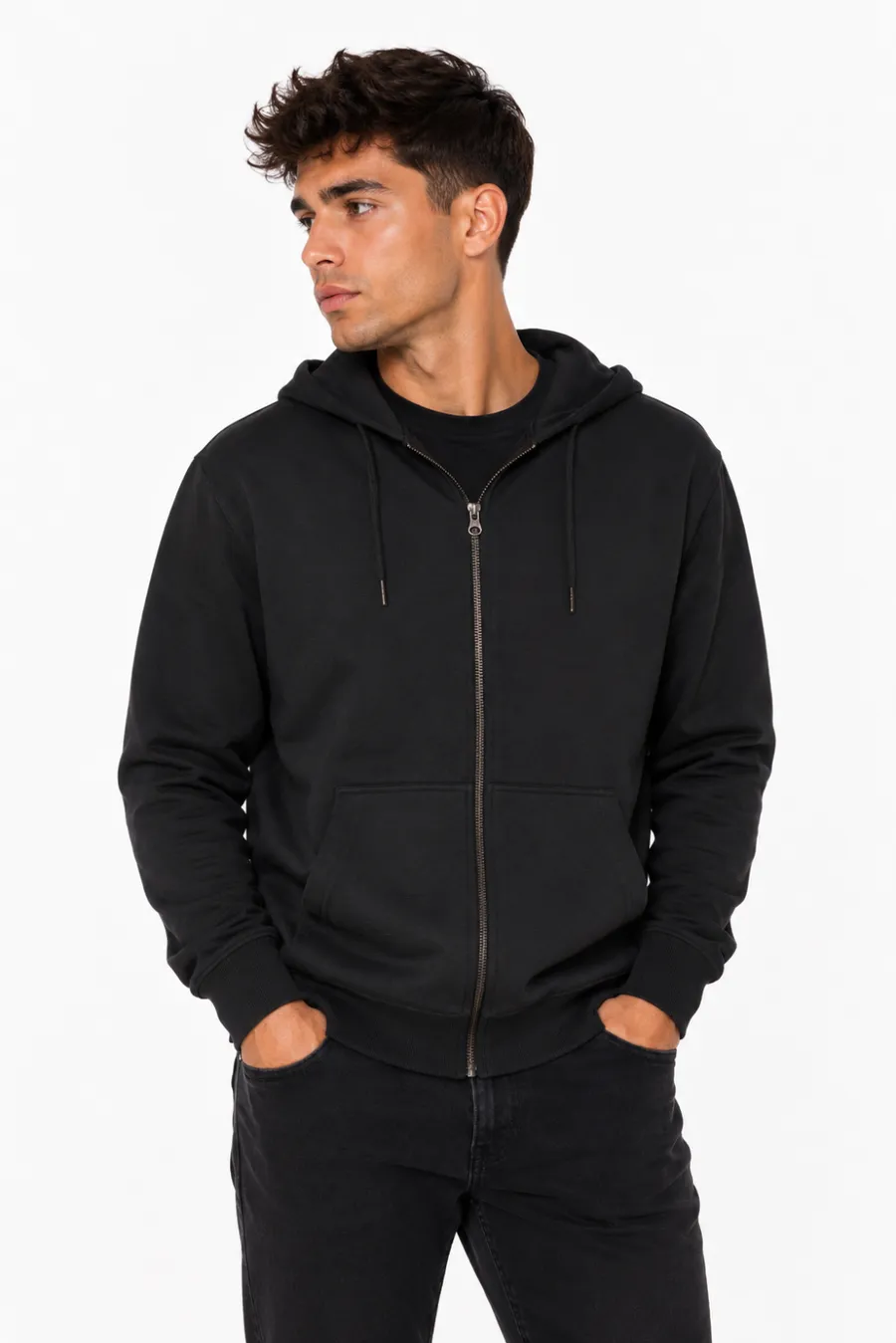 Hoodie con Cierre Old Brits 60% Algodón 40% Poliéster 285 Grs Negro