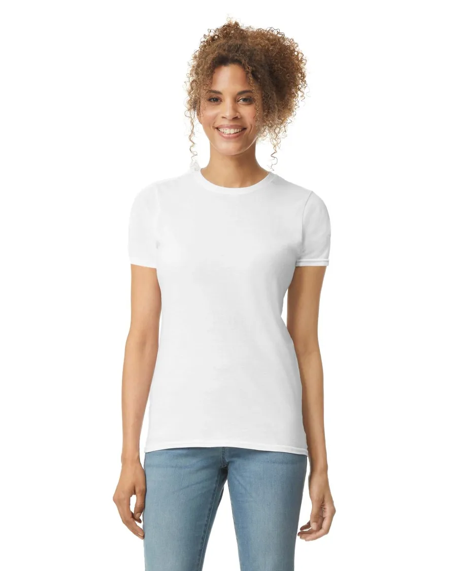 Polera Gildan 64000L Mujer MC 100% Algodón. Blanco