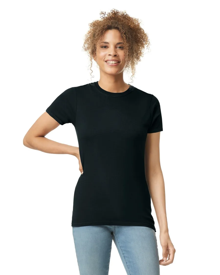 Polera Gildan 64000L Mujer MC 100% Algodón. Negro