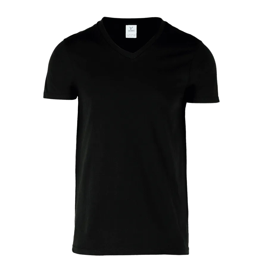 Polera Yazbek C0306 Hombre Cuello V MC 100% Algodón Negro