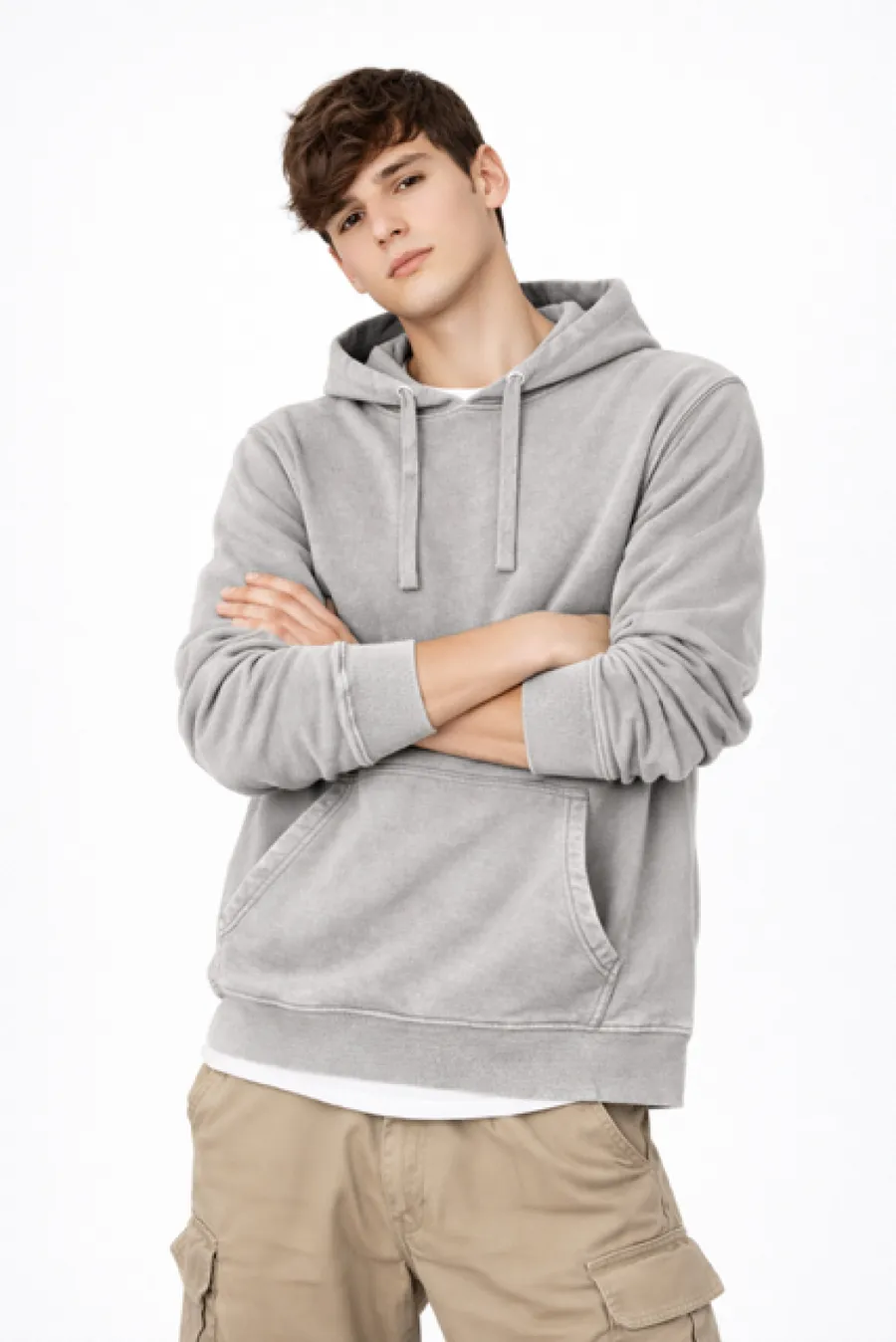 Canguro Cottonext Acid Wash Unisex 90% Algodón 10% Poliéster 340 Grs Gris