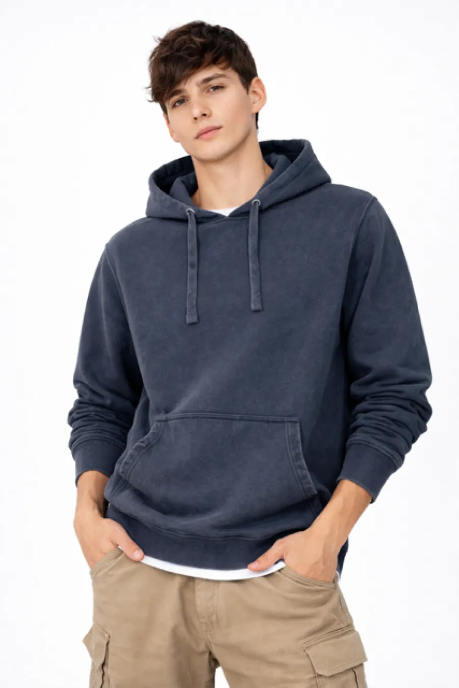 Canguro Cottonext Acid Wash Unisex 90% Algodón 10% Poliéster 340 Grs Marino