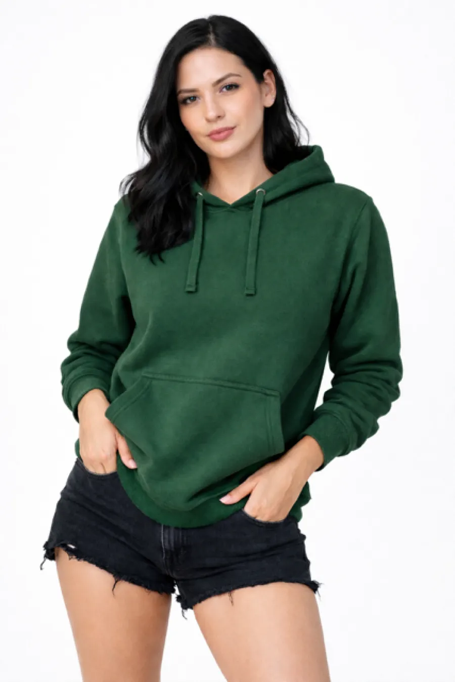 Canguro Cottonext Acid Wash Unisex 90% Algodón 10% Poliéster 340 Grs Verde Bosque