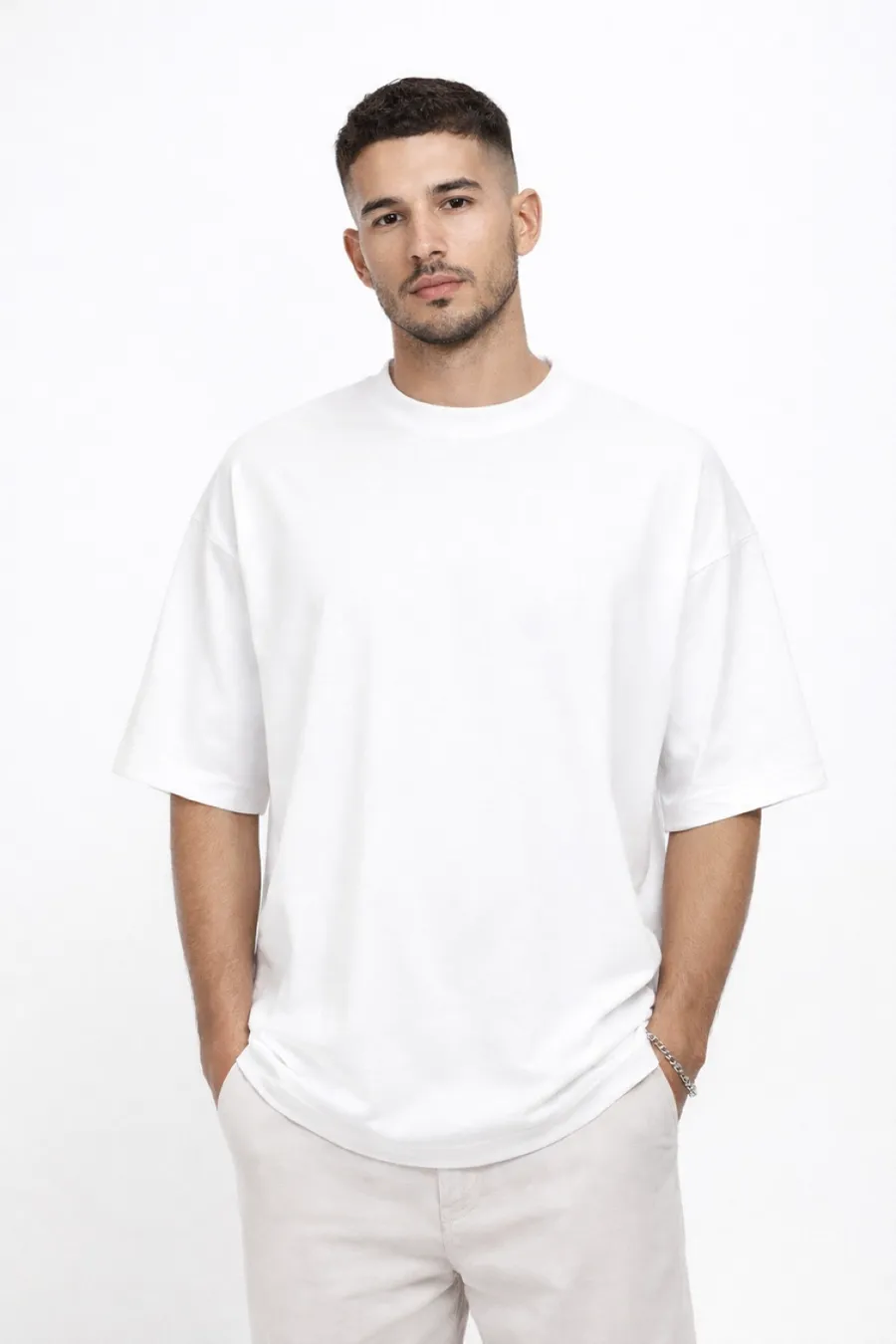 Polera Oversize Cottonext 80% Algodón 20% poliéster 280 Grs Blanco